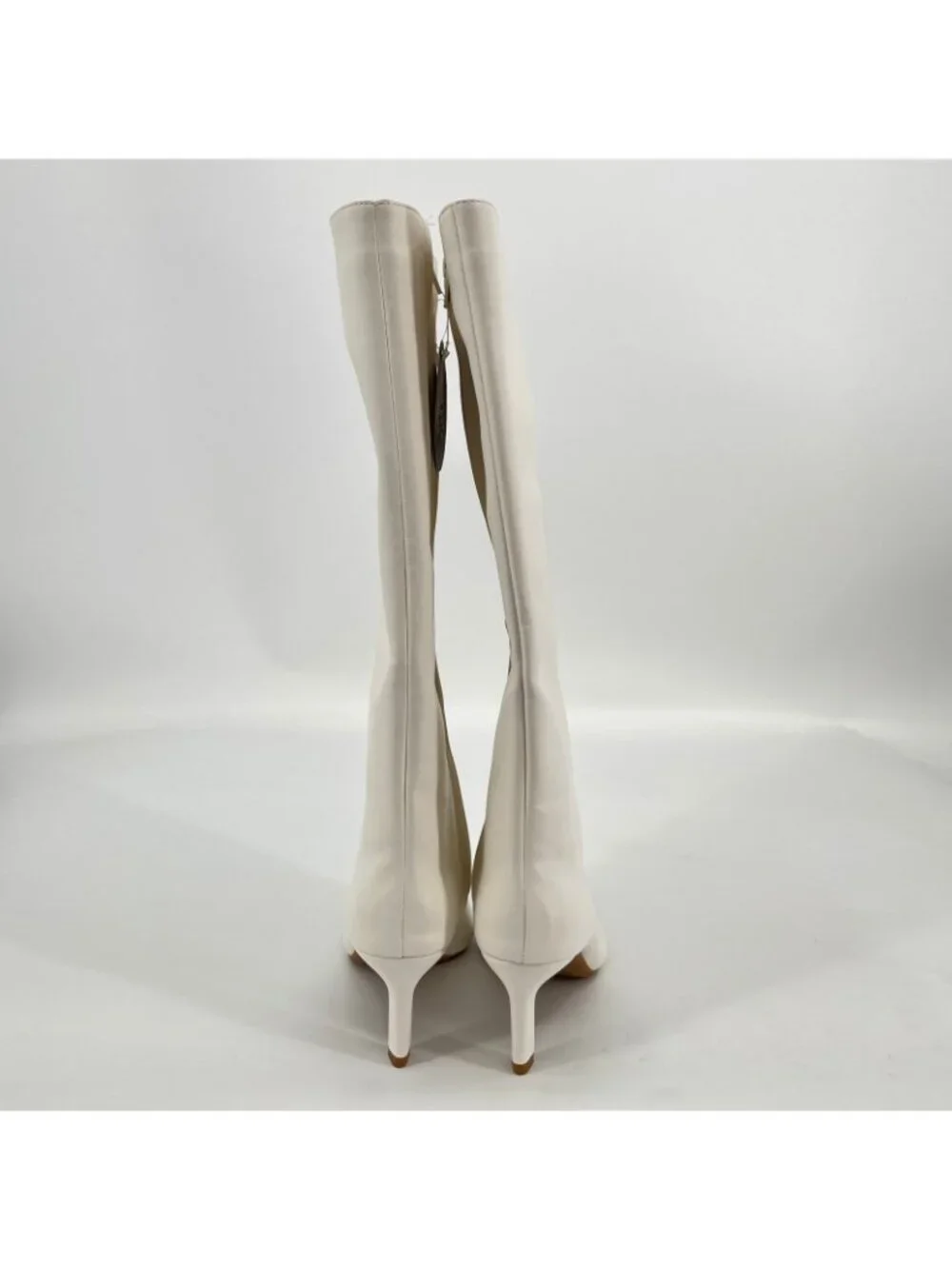 On 34th Rachelle Stovepipe Boots Bone 10M Faux Leather Pointed Toe Kitten Heel